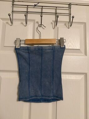 H&M Blue Ribbed Tube Top